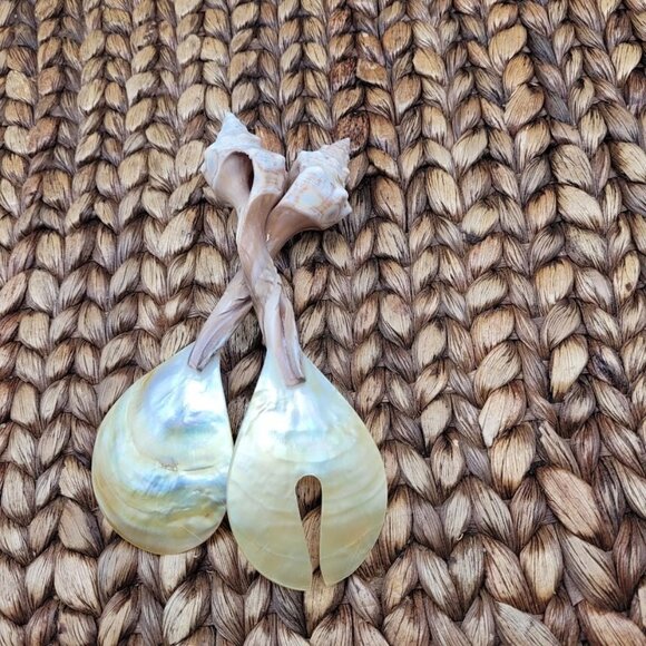 NEW Seashell Serving Set Mother Pearl Handmade Beach Wedding Party Boat Seaside - Picture 6 of 9